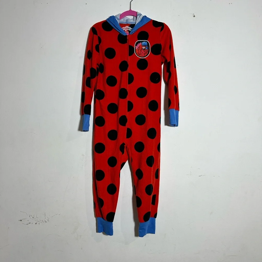 Miraculous Ladybug Cosplay Pajama Jumpsuit footie Costume Kids‎ Size S 6 6X
